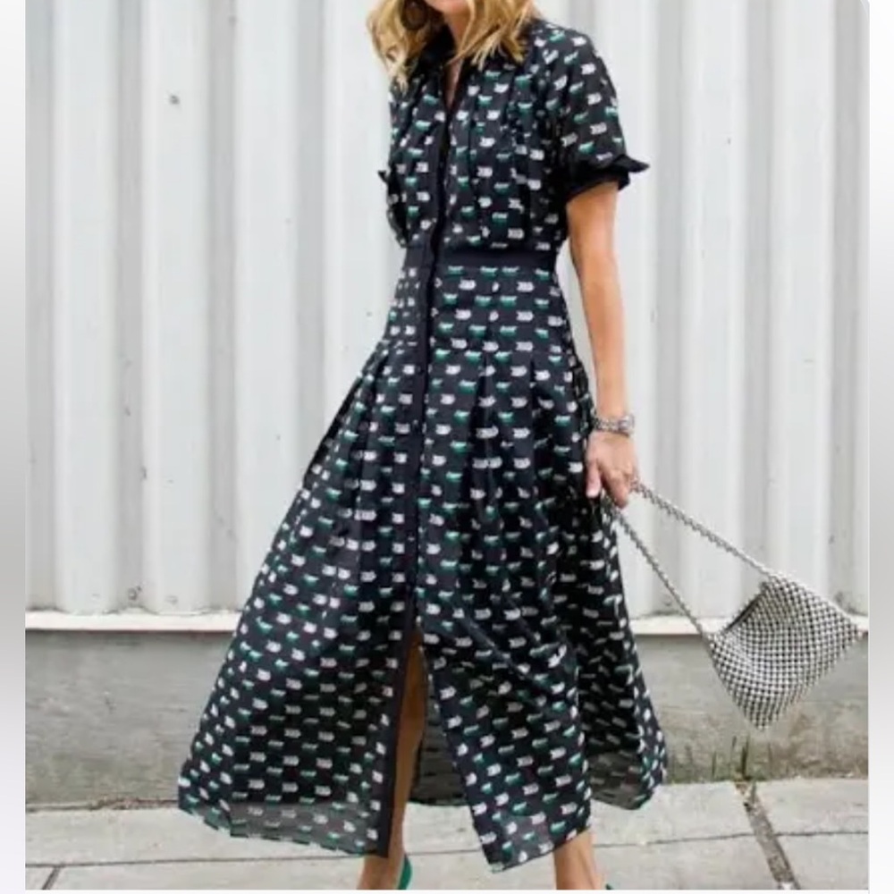 HUNTER BELL Black and Green Maxi Dress